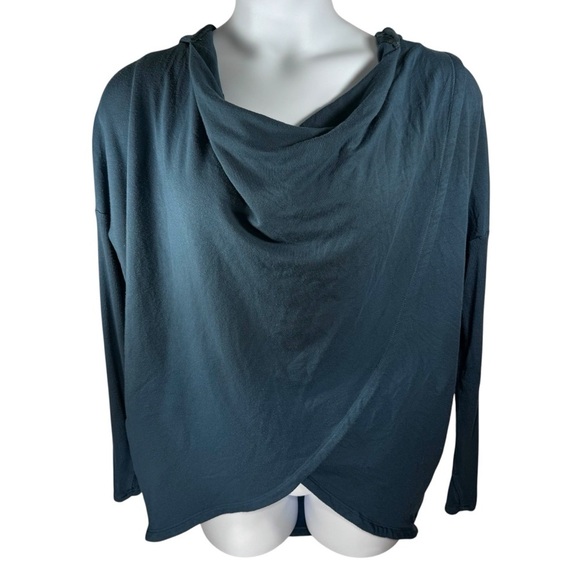 Athleta Sweater Womens Oversized Blue Purana Wrap Sweatshirt Hoodie - Picture 3 of 7